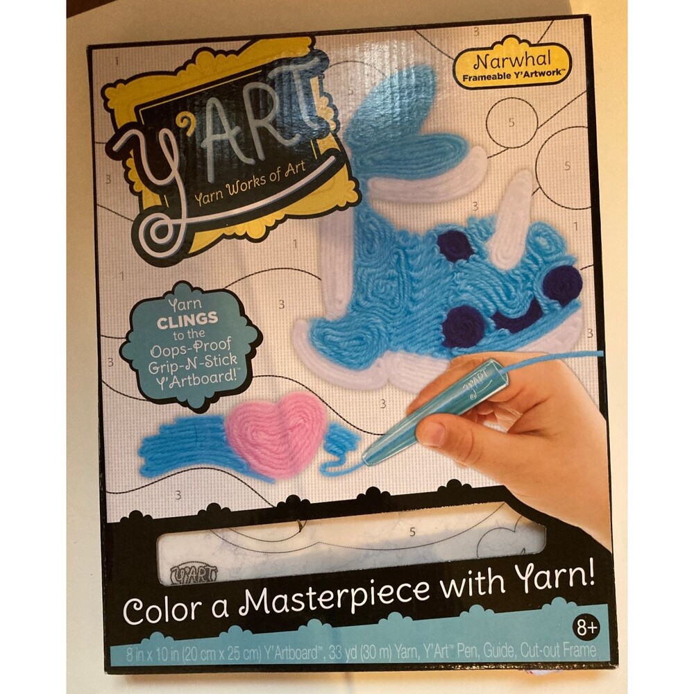 Y'ART NARWAL Frameable Yarn Art Kids Craft Activity Toy +8 NEW UNOPENED